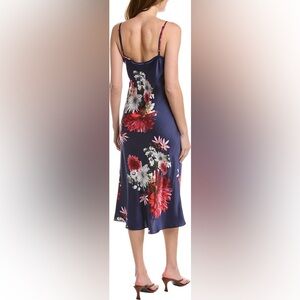 Johnny Was Silk Aster Slip Dress Blue Floral Adjustable Straps XS